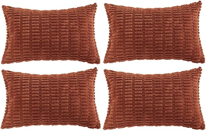 Fancy Homi 4 Packs Rust Decorative Throw Pillow Covers 12x24 Inch by Fancy+Homi