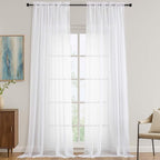 OVZME White Sheer Curtains 108 Inches Long 2 Panels Set, Extra Wide Solid by OVZME
