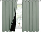 NICETOWN Greyish Green 100% Blackout Lined Curtains, 2 Thick Layers Completely by NICETOWN