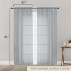 Light Grey Sheer Curtains 84 Inches Long 2 Panels, Soft Light Filtering Curtains - Image 2