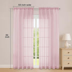 OWENIE Sheer Curtains 84 Inches Long 2 Panels Set, Sheer Blush Curtains - Image 2