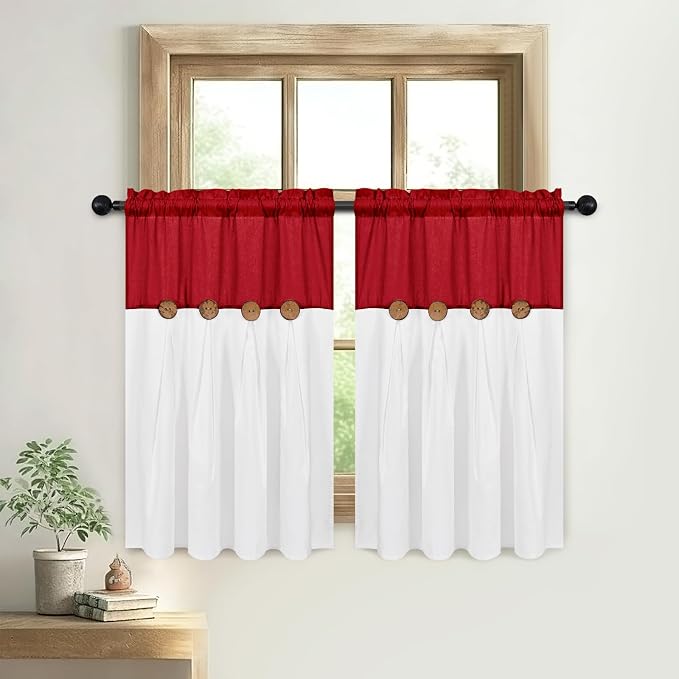 FRAMICS Farmhosue Kitchen Curtains 36 Inch Length, Rustic Cotton Linen Tier - Image 6