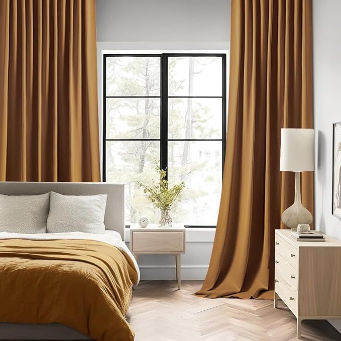 MIULEE Golden Brown Back Tab Blackout Curtains 63 Inch Length 2 Panels Set - Image 2