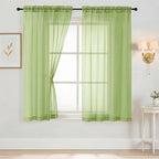 Sheer Curtains 63 Inch Length 2 Panels, Soft Voile Sheer Curtains by Home