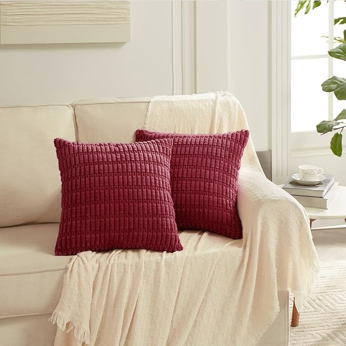 Fancy Homi 4 Packs Burgundy Decorative Throw Pillow Covers 26x26 Inch - Image 6