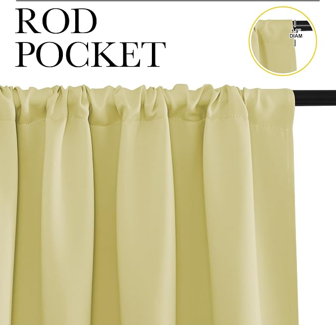 NICETOWN RV Blackout Curtains for Camper Windows, Paler Yellow, Short Blackout - Image 2
