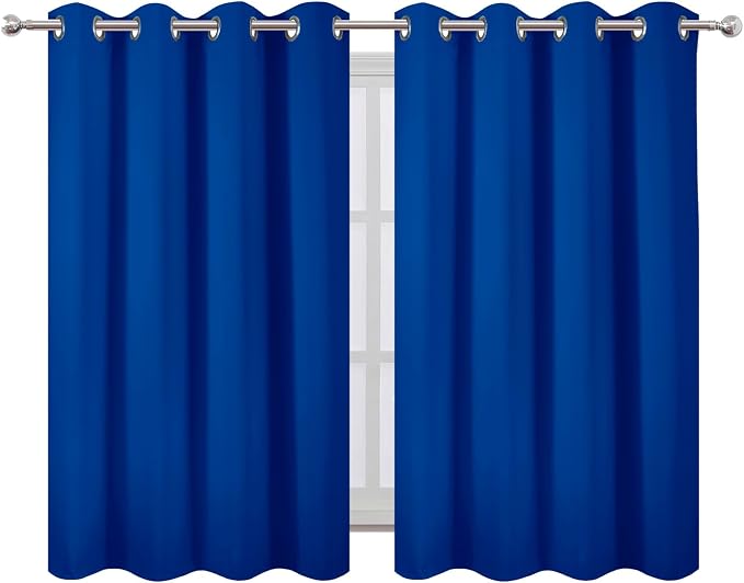 LEMOMO Blackout Curtains 66 x 54 Inch Long Royal Blue Curtains Set of 2 Panels - Image 2