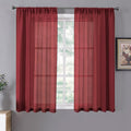 Tollpiz Short Sheer Curtain Linen Textured Bedroom Curtains Sheer Light by Tollpiz