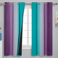 Teal and Purple Gradient Curtains 63 Inch Length 2 panels, Ombre and Wavy Line by ESTELARTEXTILER