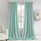 MIULEE Aqua Back Tab Blackout Curtains 120 Inch Long 2 Panels Set by MIULEE