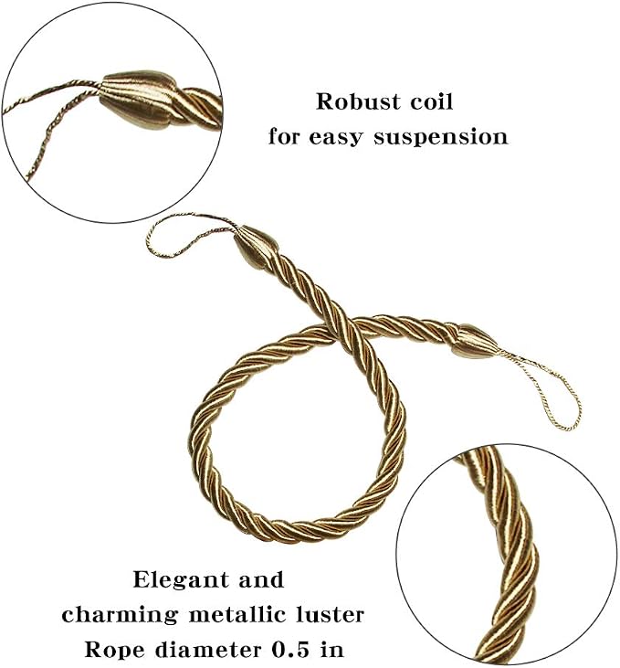 BEL AVENIR Curtain Rope Tiebacks, Drapery Rope Holdbacks - Image 2