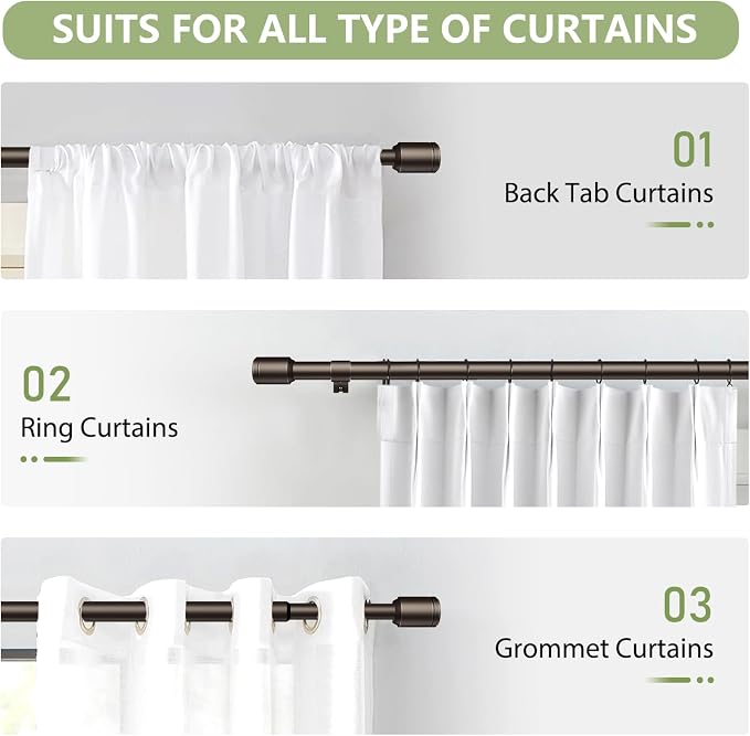 5/8” Diameter Curtain Rods 30-90 Inch, - Image 7