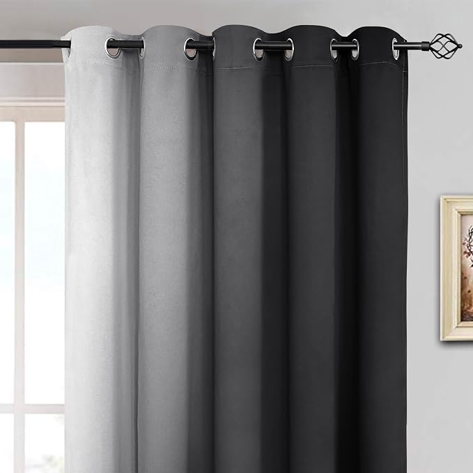 Yakamok Room Darkening Ombre Curtains 96 Inch Length, Light Blocking Grommet - Image 3