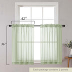 Cafe Curtains 36 Inch Length Tier 2 Pieces, Modern Soft Airy Sheer Kitchen - Image 2