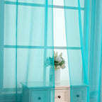 Aiyufeng Turquoise Sheer Curtains 54 Inch Length 2 Panels Set, Light Filtering - Image 6