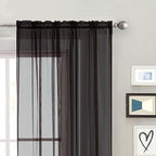 SpaceDresser Black Sheer Curtains 4 Panels Rod Pocket Semi-Sheer Curtain 84 - Image 4
