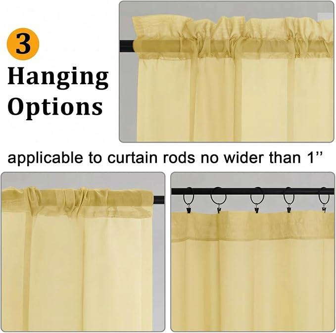 Gwine Short Kitchen Sheer Curtains 30 Inch Length - Image 2
