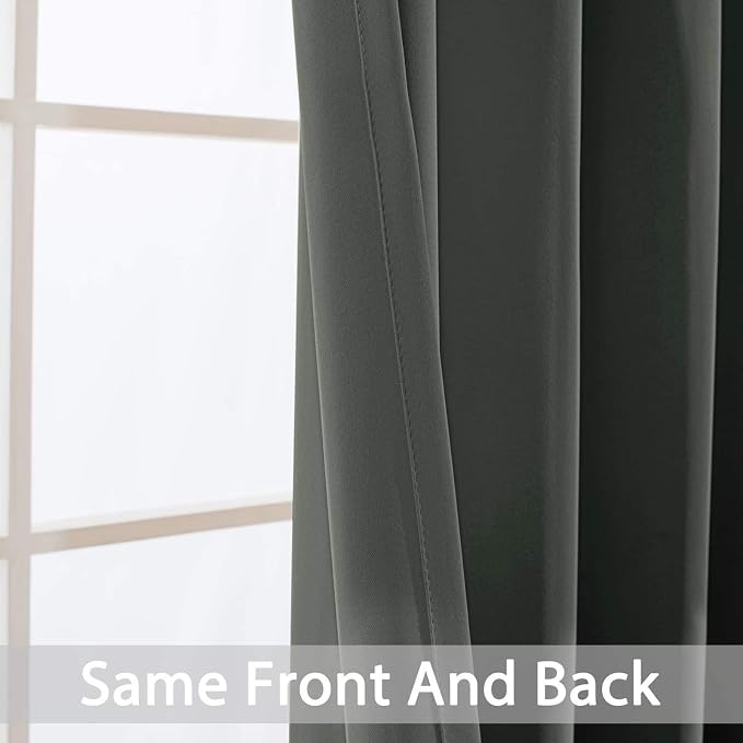 Yakamok Blackout Gray Curtains for Patio Sliding Door, Thermal Insulated - Image 4