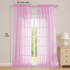 OWENIE Extra Long Pink Sheer Curtains 96 Inches Long 2 Panels Set, Soft - Image 2