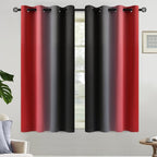 Yakamok Red and Black Blackout Curtains, Ombre Room Darkening Window Curtains by Yakamok