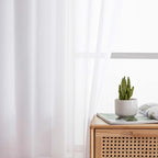 White Sheer Curtains for Bedroom Living Room 45 Inch Length 2 Panels, Soft Airy - Image 6