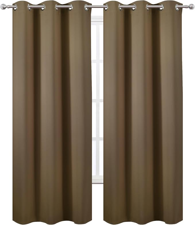 LEMOMO Brown Thermal Blackout Curtains/42 x 84 Inch/Set of 2 Panels Room - Image 2