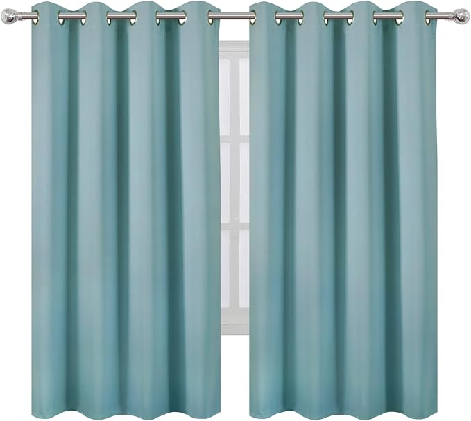 LEMOMO Stone Blue Blackout Curtains 66 x 63 Inch Length/Set of 2 Curtain - Image 2