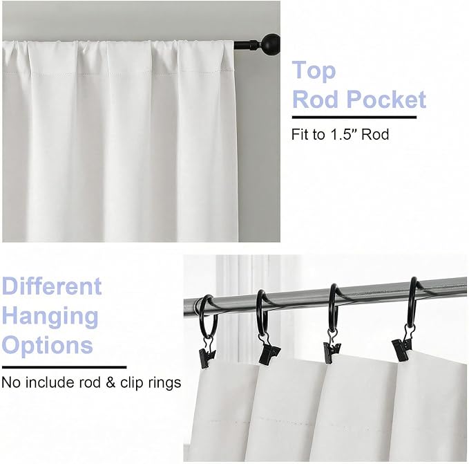 Simplebrand Ava Light Beige Short 36 Inches Light Filtering Curtain 2 Panels Set - Image 4