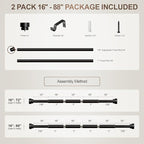 Lootkell Modern Black Curtain Rods Set, 48-84 Inches Adjustable, Heavy Duty 1 - Image 9