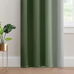 Yakamok Greyish White and Sage Green Ombre Curtains, Light Blocking Curtains - Image 4