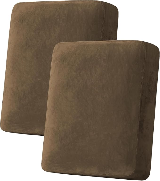 H.VERSAILTEX Velvet Stretch Couch Cushion Cover Plush Cushion Slipcover by HVERSAILTEX