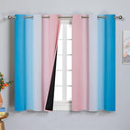 Ombre Pink and Blue Blackout Curtains 45 Inches Long, Full Light Blocking by ESTELARTEXTILER