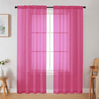 Hot Pink Sheer Curtain for Bedroom Living Room 78 Inches Long 2 Panels Set by WelvetBLK