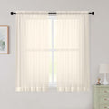 Cream Sheer Curtains for Bedroom Living Room 54 Inch Length 2 Panels Set by WelvetBLK