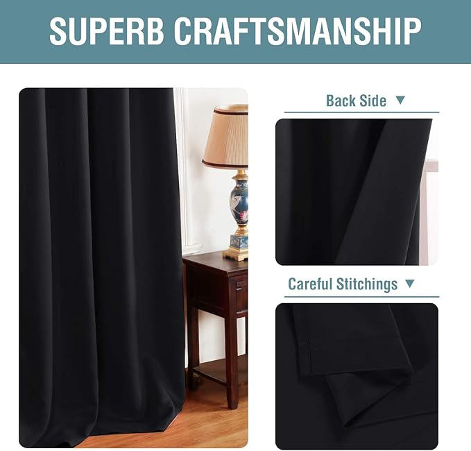 H.VERSAILTEX Blackout Curtains for Bedroom Black Out Curtains 120 inch Thermal - Image 3