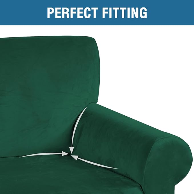 H.VERSAILTEX Stretch Velvet Armchair Cover Couch Covers 1 Cushion Chair - Image 4
