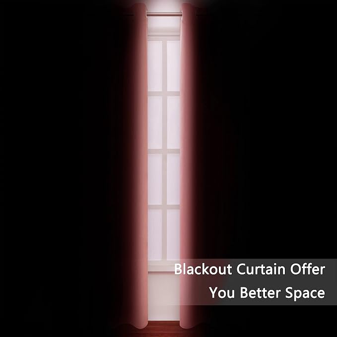 LEMOMO Blackout Curtains 66 x 95 inch/Coral Curtains Set of 2 Panels/Thermal - Image 3