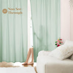 HOMEIDEAS Non-See-Through Sage Green Privacy Sheer Curtains, 52 X 45 Inches by HOMEIDEAS