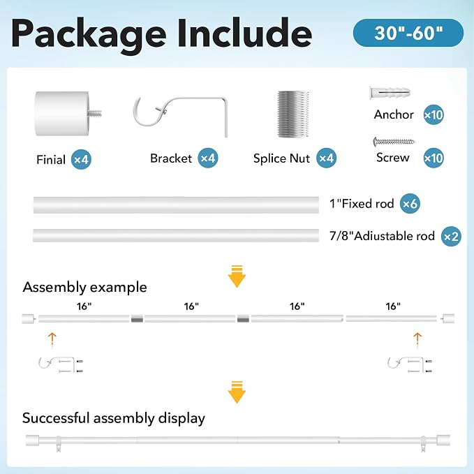 IFELS 2 Pack Heavy Duty Curtain Rods - Image 4