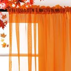SpaceDresser Basic Rod Pocket Sheer Voile Window Curtain Panels Orange 1 Pair 2 - Image 2