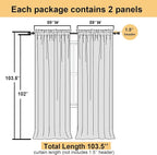 Lecloud Ivory Sheer Curtains 102 Inches Long 2 Pcs, Rod Pockets Light Filtering - Image 2