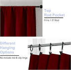 Simplebrand Ava Red Short 36 Inches Blackout Curtain 2 Panels Set, Half Window - Image 4