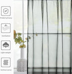 youleyar Solid Sheer Rod Pocket Curtain Voile Draperies 2 Panels White Beige - Image 5