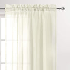 DWCN Ivory Sheer Curtains Semi Transparent Voile Rod Pocket Curtains - Image 2
