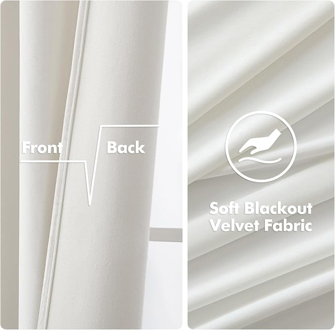 MIULEE Velvet Curtains Pure White Elegant Grommet Curtains Thermal Insulated - Image 3