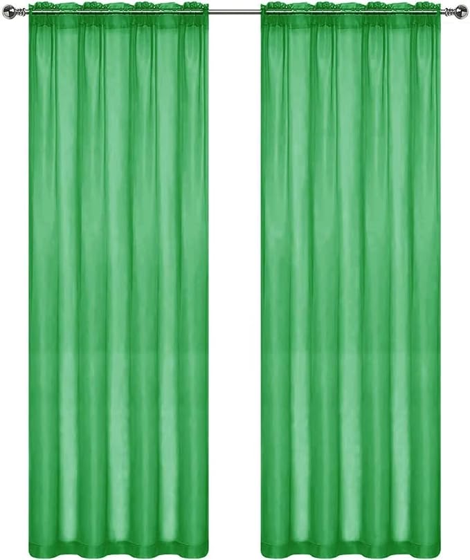 SpaceDresser Basic Rod Pocket Sheer Voile Window Curtain Panels Green 1 Pair 2 - Image 5