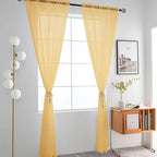 SpaceDresser Basic Rod Pocket Sheer Voile Window Curtain Panels Gold 1 Pair 2 - Image 2