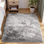 Goolela Fluffy Faux Fur Rug 4x6 Grey Faux SheepskinRug by Goolela