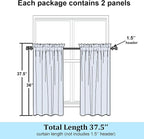 Simplebrand Semi Sheer Dusty Blue Curtains 36 Inch Length 2 Panels, Geometric - Image 2