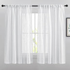 NICETOWN White Sheer Linen Curtains Natural Style, Rod Pockets & Back Tab - Image 2